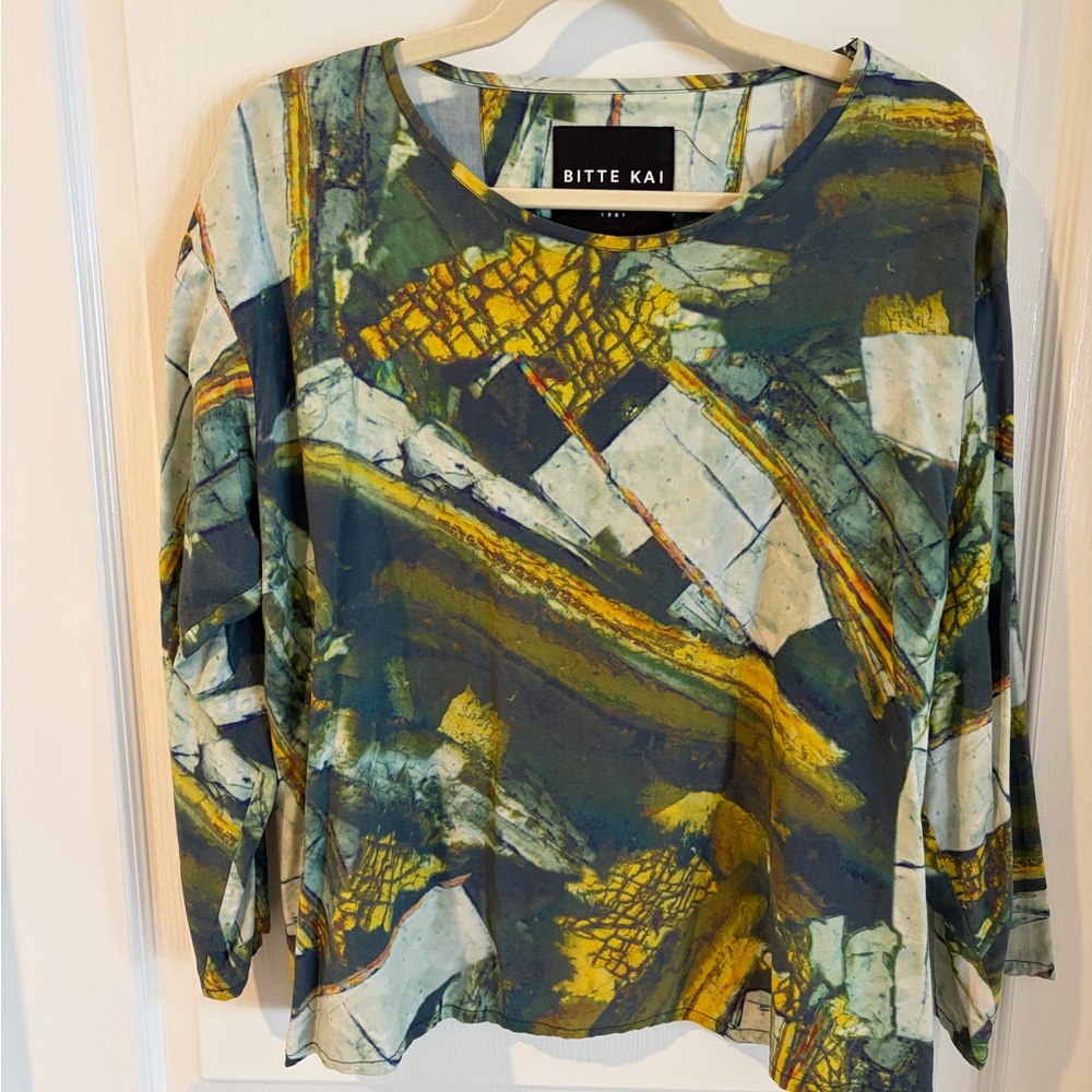 Bitte Kai Rand Abstract Yellow and Green Top.